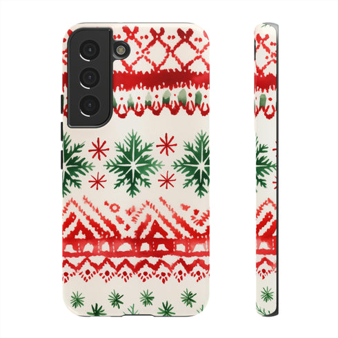 Watercolor Study of Christmas Patterns - Impact Resistant Phone Case Samsung Galaxy S22 Glossy